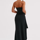 Strapless Ruched Maxi Dress with High Split