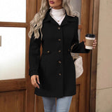 Women's Trench Coat - Single-Breasted Mid-Length Belted Lightweight Overcoat