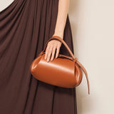 Designer-Inspired Sculptural Round Shoulder Bag with Top Handle