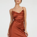 Satin Mini Slip Dress – Cowl Neckline & Adjustable Straps