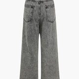 Grey Washed Wide-Leg Jeans with Statement Pocket Detailing