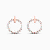 Crystal-Encrusted Open Circle Hoop Earrings