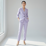 Women's 2-Piece Suit Set - Tailored Single-Button Blazer & Trousers Co-Ord