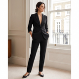 Women's 2-Piece Suit Set - Tailored Single-Button Blazer & Trousers Co-Ord