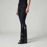 Sculptural Black Wedge Knee-High Boots in Glossy Finish