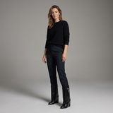 Sculptural Black Wedge Knee-High Boots in Glossy Finish