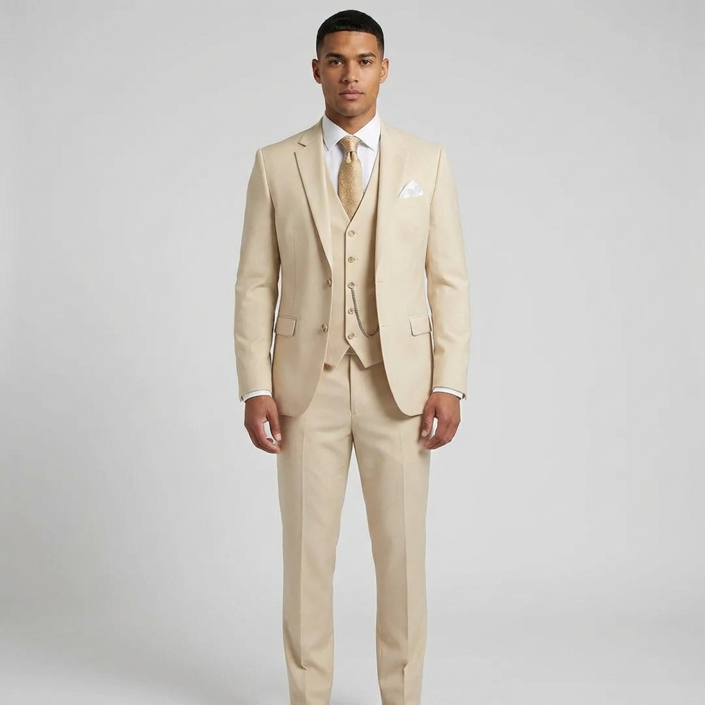 Orizelle | Men's Three-Piece Suit Tailored Slim Fit Blend for Weddings and Groomsmen