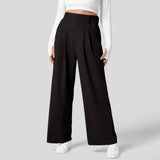 High-Waisted Wide Leg Trousers – Black | Women's Tailored Pants