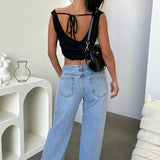 Low-Rise Baggy Straight-Leg Jeans in Light Blue Wash