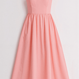 Strappy Midi Dress with Fitted Bodice and Flowing Skirt