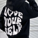 Love Yourself Graphic Hoodie with Oversized Streetwear Fit