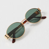Oval Gold Frame Sunglasses with Green Lenses – Cilia