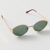 Oval Gold Frame Sunglasses with Green Lenses – Cilia