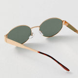 Oval Gold Frame Sunglasses with Green Lenses – Cilia