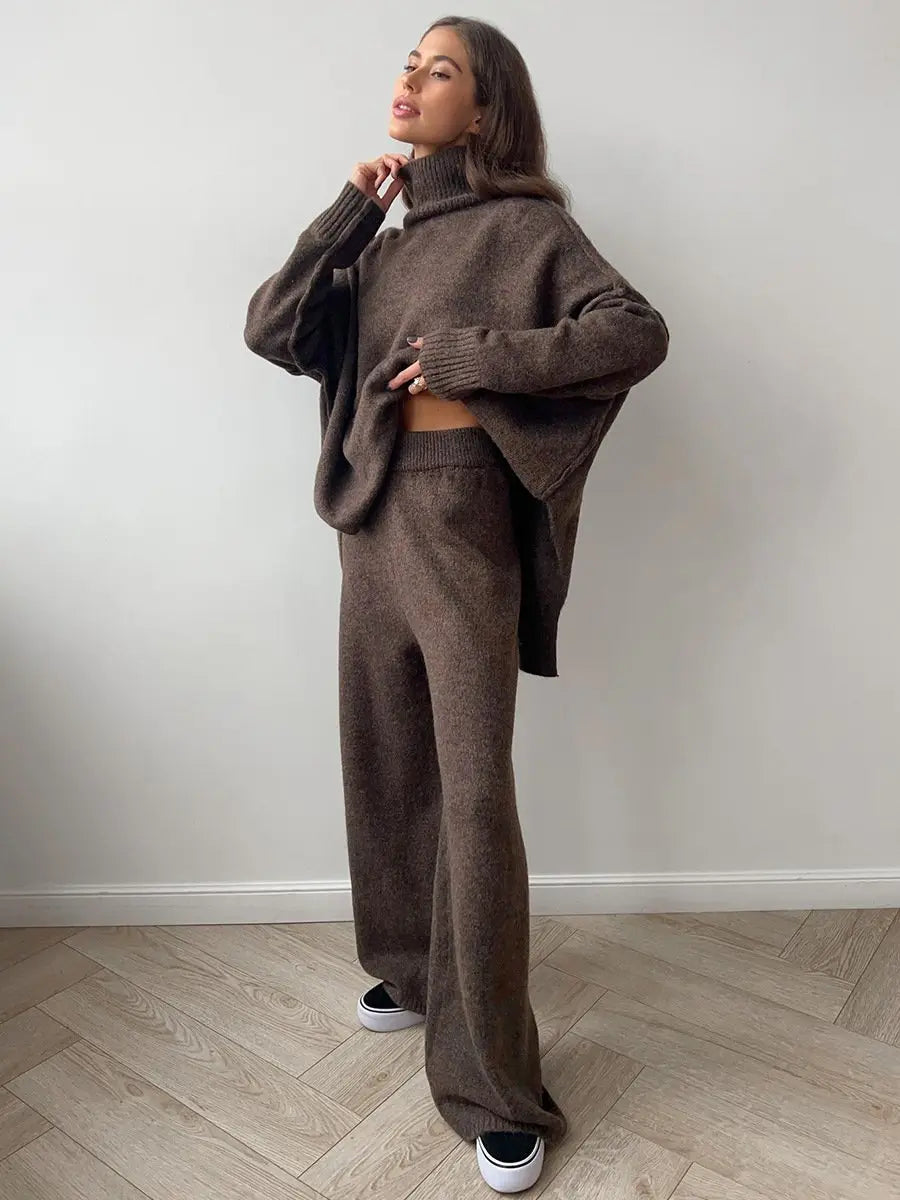 Relaxed Turtleneck Knit Lounge Set