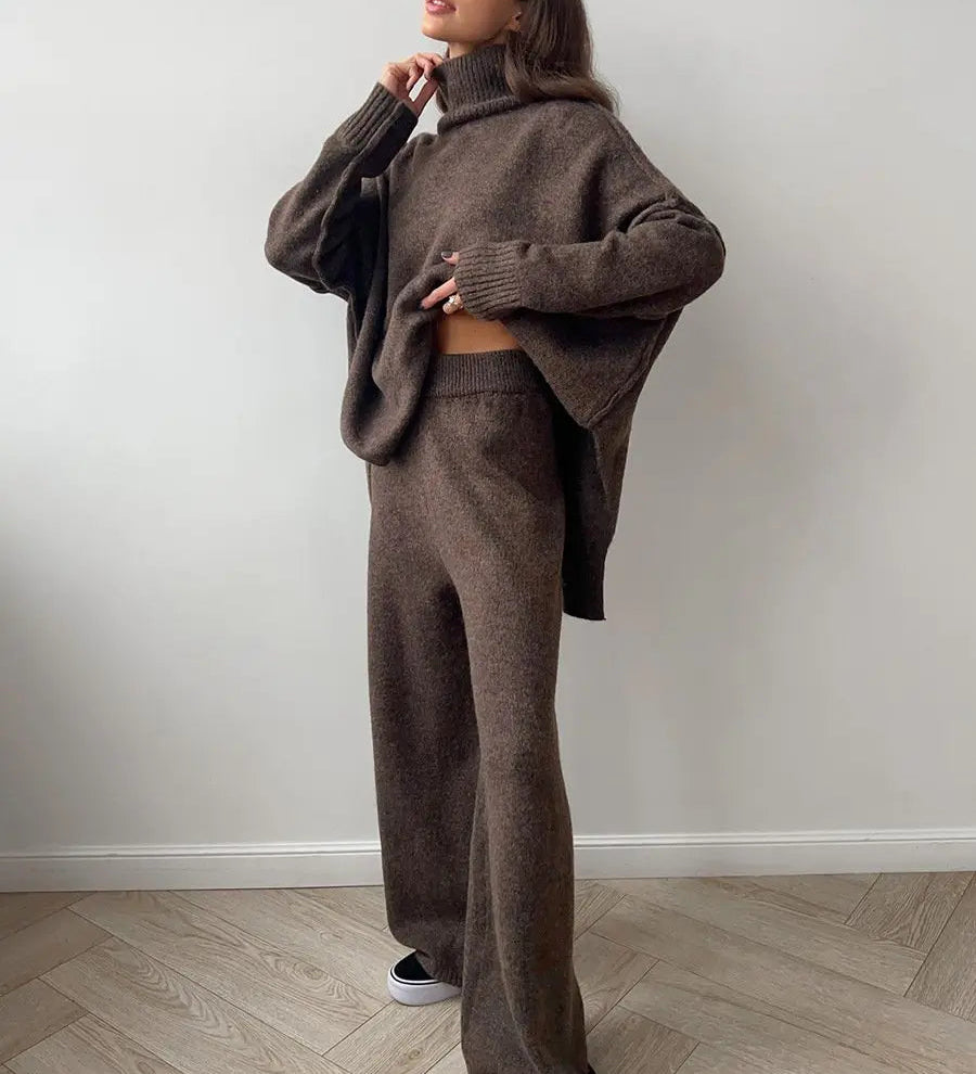 Relaxed Turtleneck Knit Lounge Set