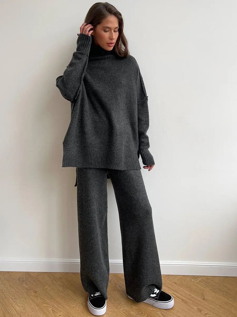 Relaxed Turtleneck Knit Lounge Set