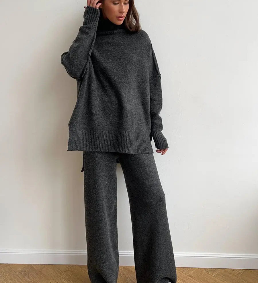 Relaxed Turtleneck Knit Lounge Set