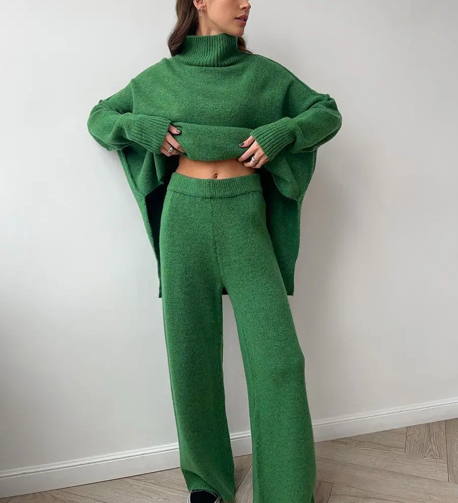 Relaxed Turtleneck Knit Lounge Set