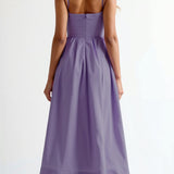Strappy Midi Dress with Fitted Bodice and Flowing Skirt