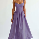 Strappy Midi Dress with Fitted Bodice and Flowing Skirt