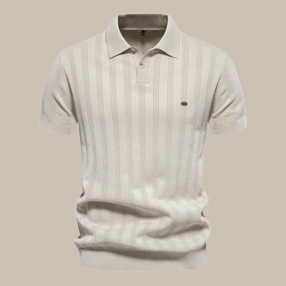 Orizelle | Men's Elegant Polo Shirt with Subtle Texture and Classic Collar