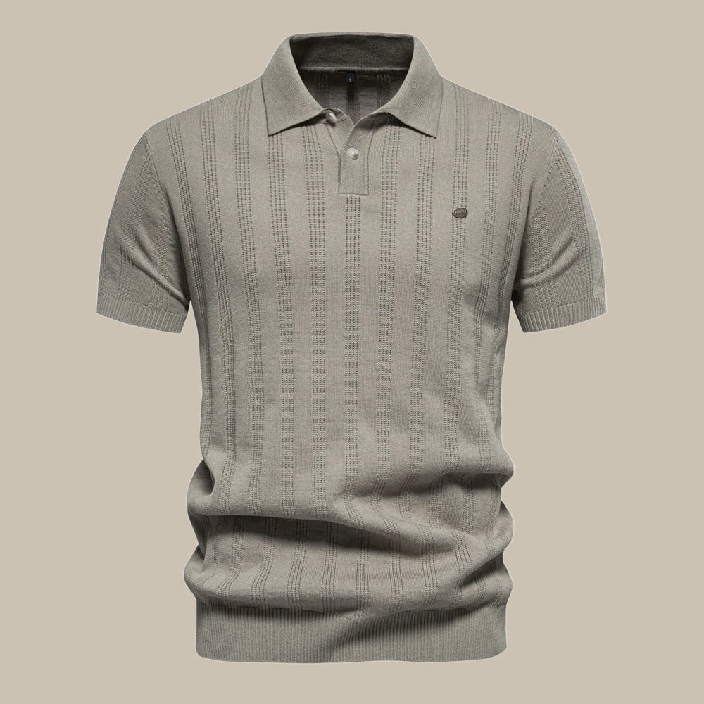 Orizelle | Men's Elegant Polo Shirt with Subtle Texture and Classic Collar