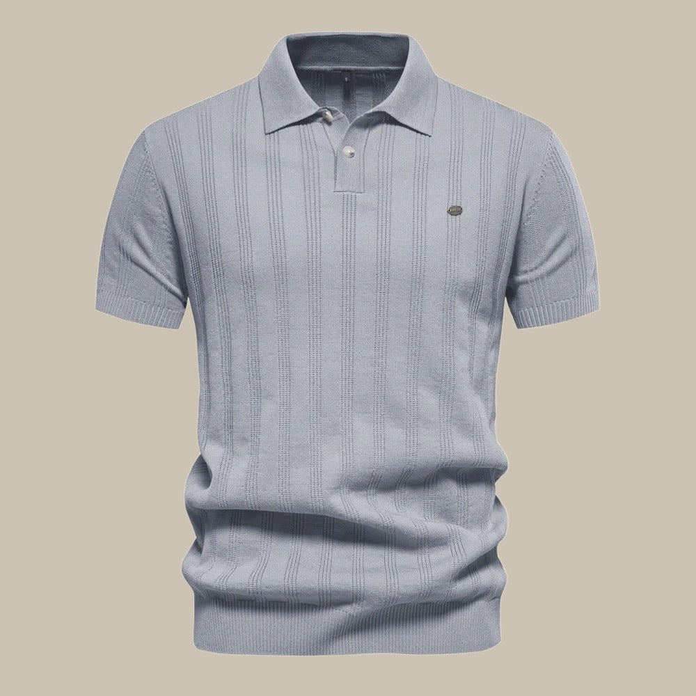 Orizelle | Men's Elegant Polo Shirt with Subtle Texture and Classic Collar