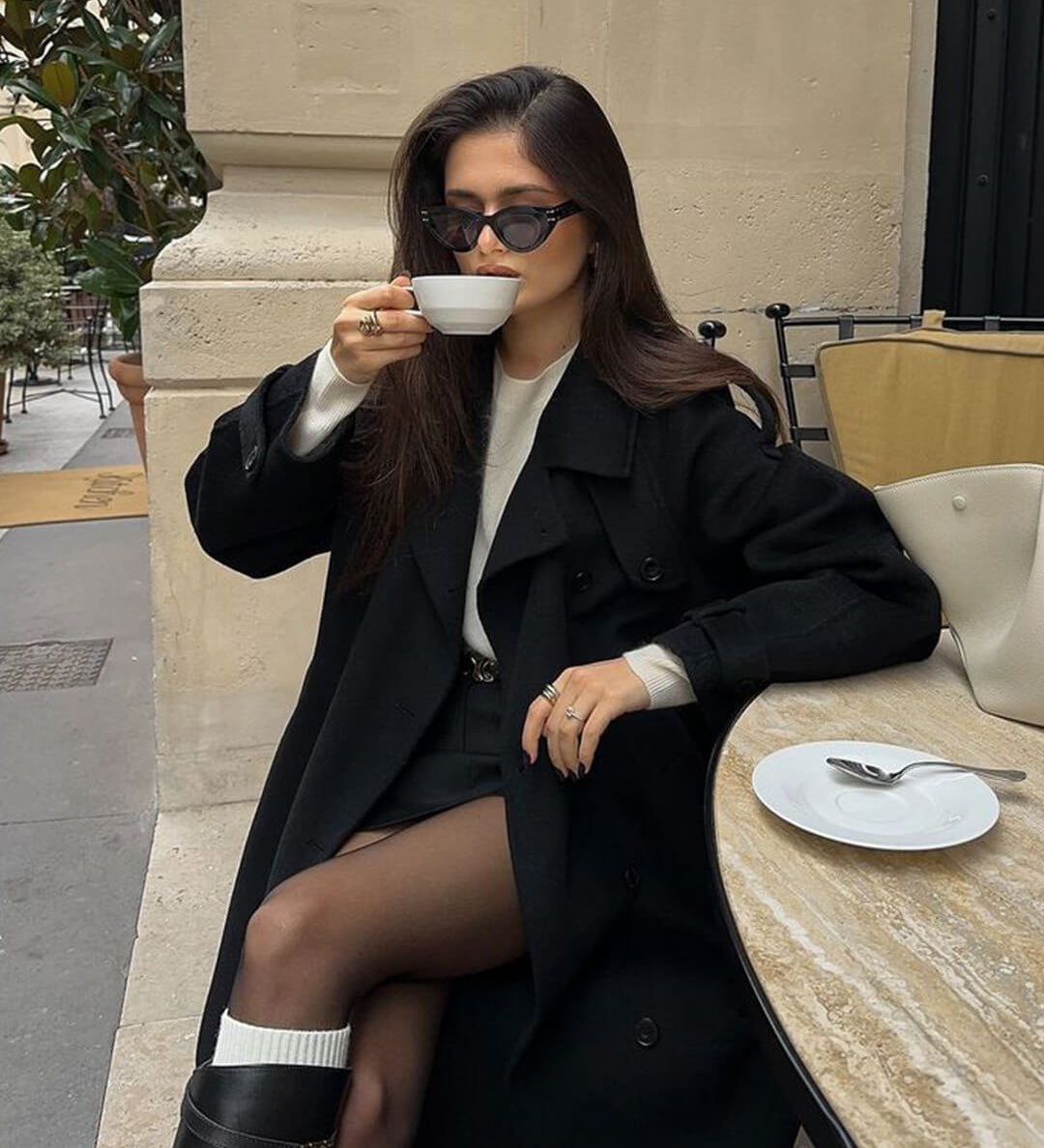 Elegant Double-Breasted Long Trench Coat