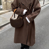 Elegant Double-Breasted Long Trench Coat