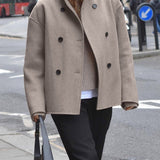 Oversized Double-Breasted Short Coat