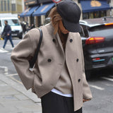 Oversized Double-Breasted Short Coat