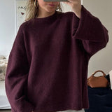 Relaxed Fit Knit Pullover with Round Neck