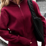 Knitted Zip Jacket and Wide-Leg Trousers Set