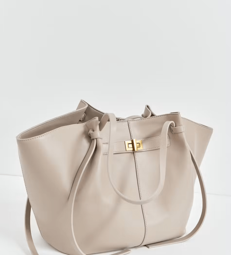 Structured Shopper Bag with Gold-Tone Detail