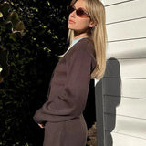 V-Neck Knit Cardigan – Waist-Cinching Lantern Sleeve Sweater