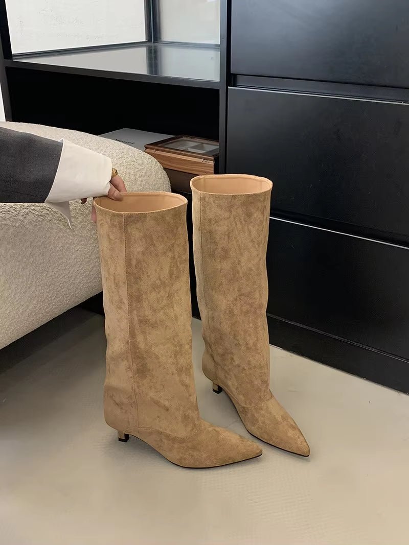 Elegant Knee-High Kitten Heel Boots