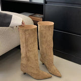 Elegant Knee-High Kitten Heel Boots