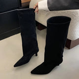 Elegant Knee-High Kitten Heel Boots