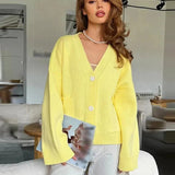 V-Neck Knit Cardigan – Oversized Button-Front Autumn Sweater