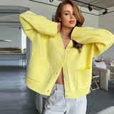 V-Neck Knit Cardigan – Oversized Button-Front Autumn Sweater