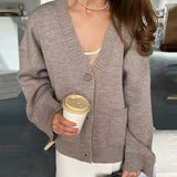 V-Neck Knit Cardigan – Oversized Button-Front Autumn Sweater