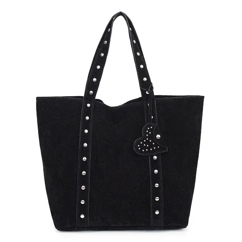 Suede Studded Tote Bag