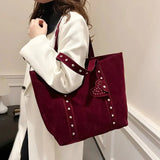 Suede Studded Tote Bag